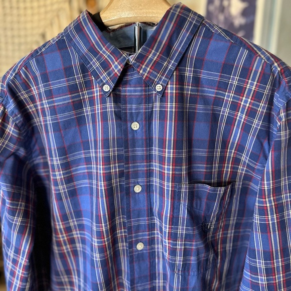 Chaps Blue and Red Plaid Button Down Long Sleeve Shirt - Picture 4 of 8